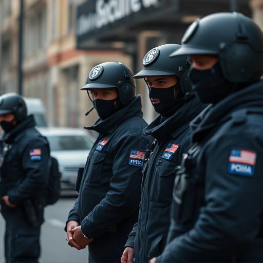 Security personnel guarding a film set